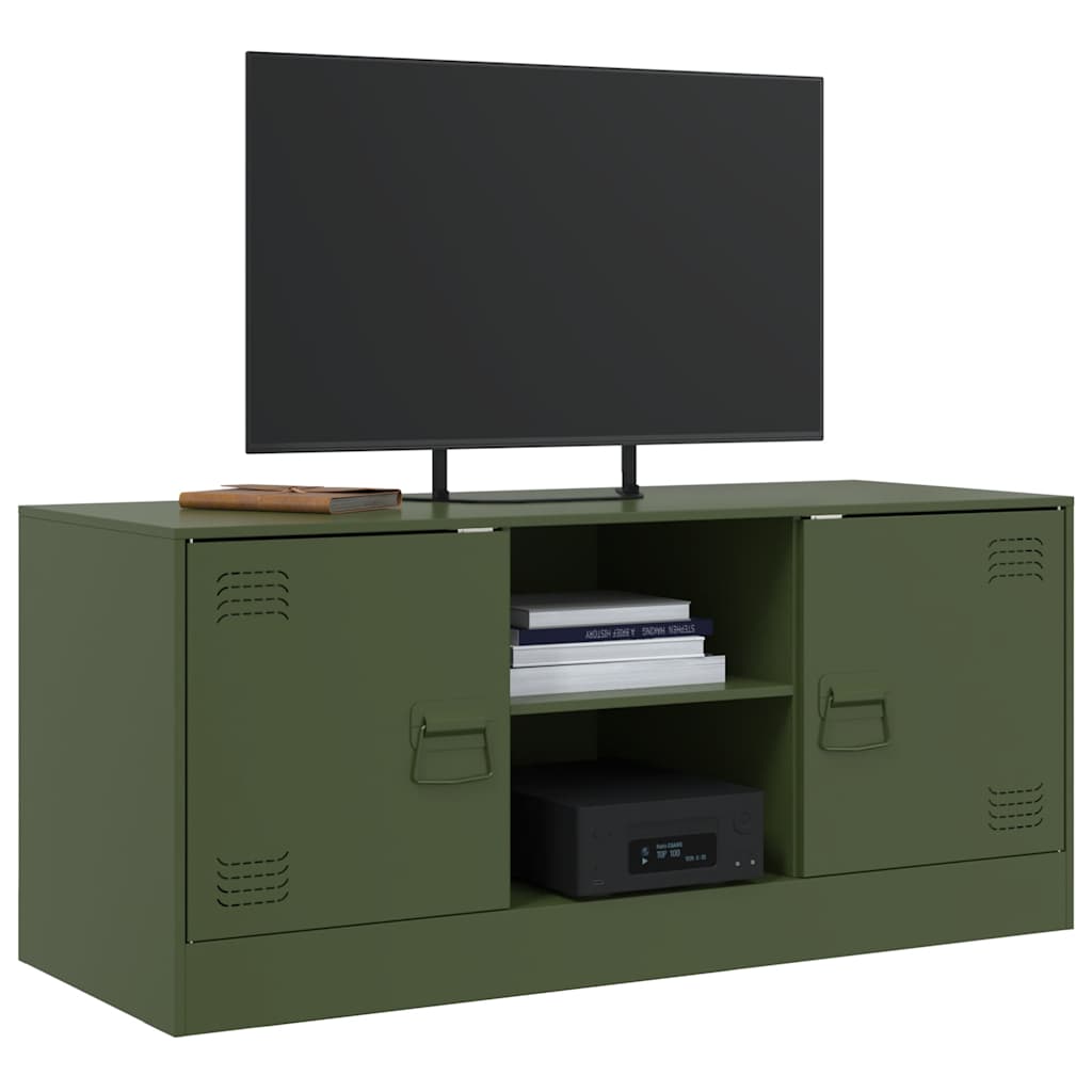 Meuble TV Industriel en Acier Olive-La-Fabrique-Industrielle