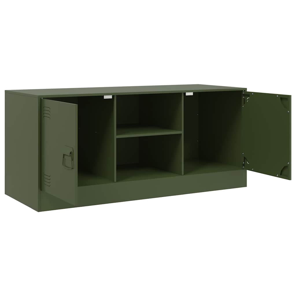 Meuble TV Industriel en Acier Olive-La-Fabrique-Industrielle