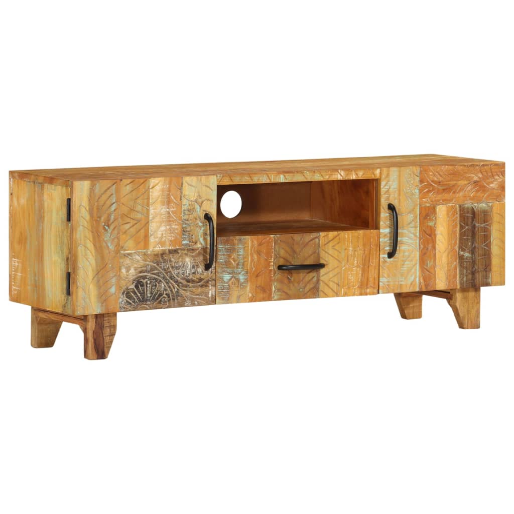 Meuble TV Industriel en Bois de Récupération 120 cm-La-Fabrique-Industrielle