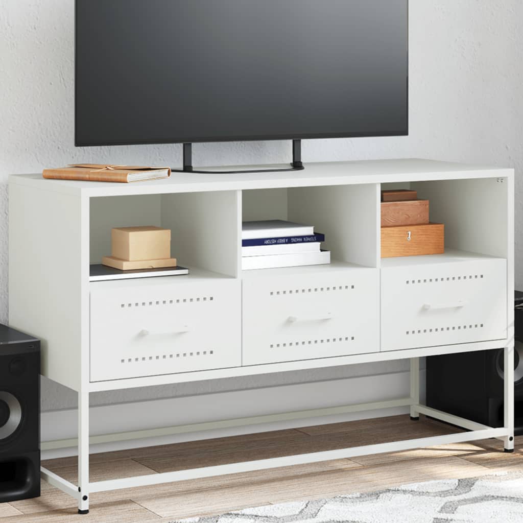 Meuble TV Moderne en Acier Anthracite-Blanc-1-La-Fabrique-Industrielle