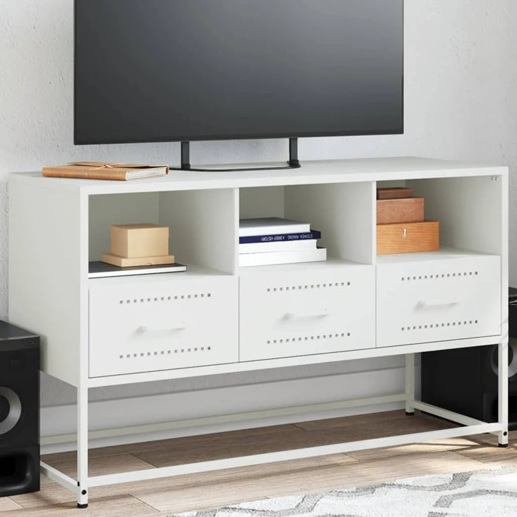 Meuble TV Moderne en Acier Anthracite-Blanc-1-La-Fabrique-Industrielle