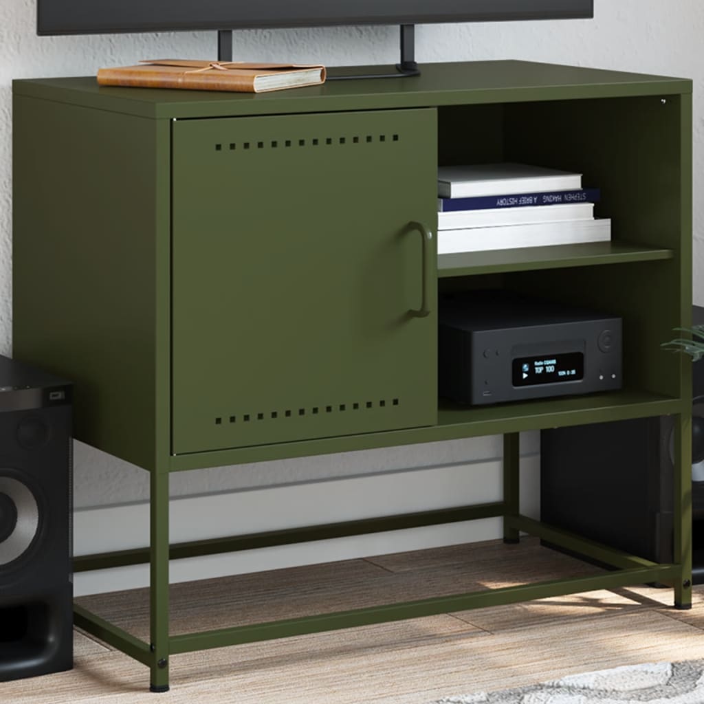 Meuble TV Moderne en Acier Anthracite-Jaune-1-La-Fabrique-Industrielle
