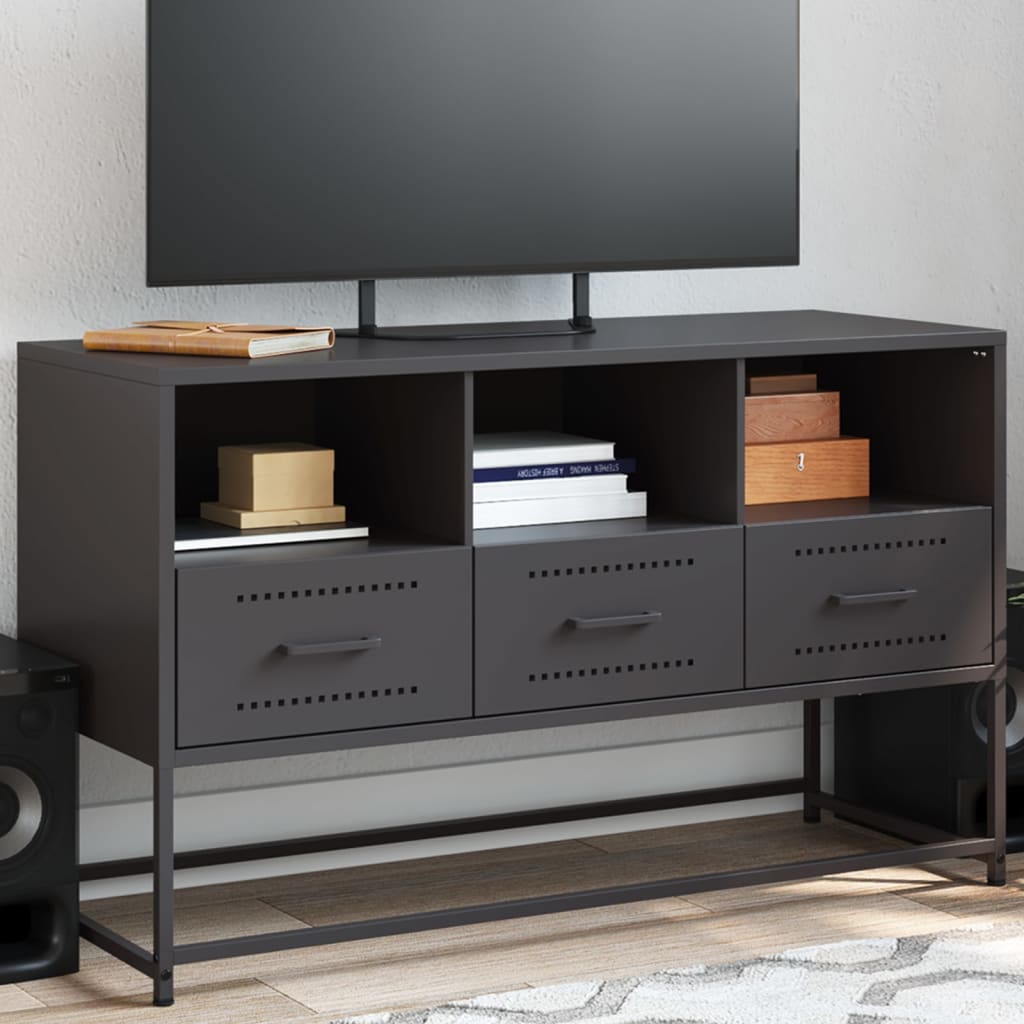 Meuble TV Moderne en Acier Anthracite-Noir-1-La-Fabrique-Industrielle