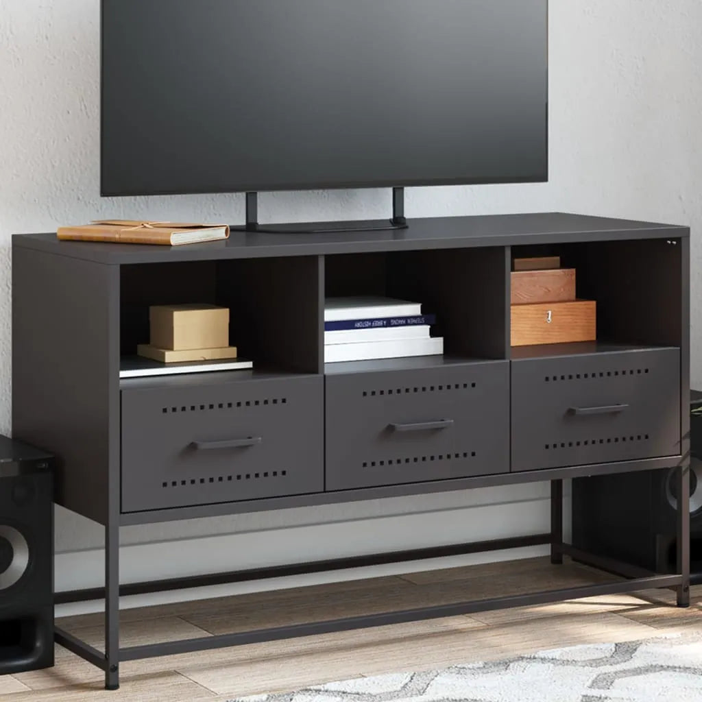 Meuble TV Moderne en Acier Anthracite-Noir-1-La-Fabrique-Industrielle