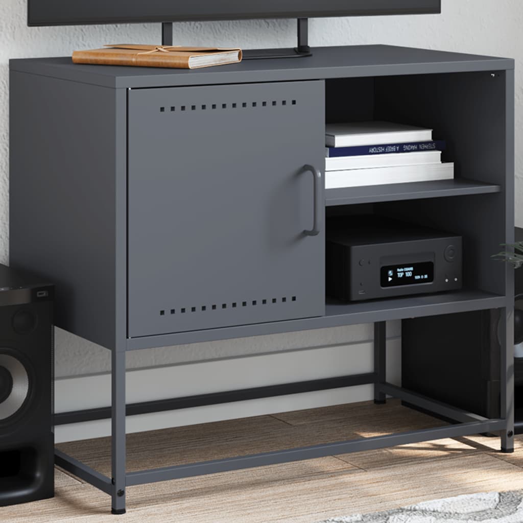 Meuble TV Moderne en Acier Anthracite-Rose-1-La-Fabrique-Industrielle