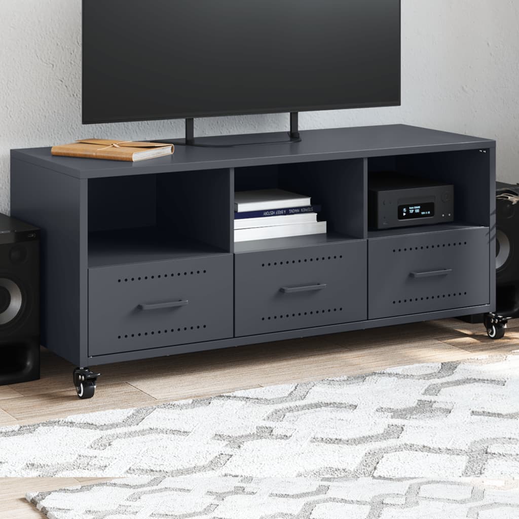 Meuble TV Olive en Acier au Style Industriel-Anthracite-1-La-Fabrique-Industrielle