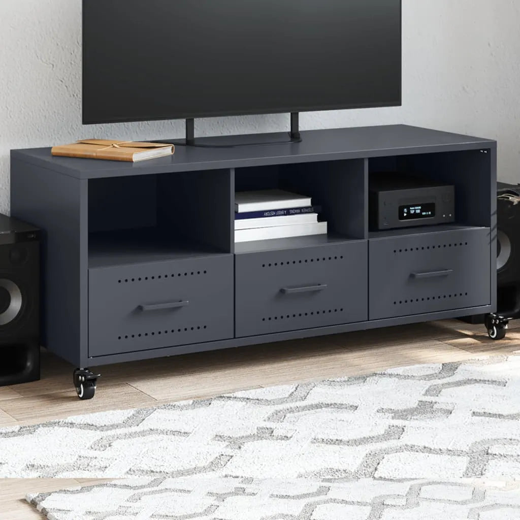 Meuble TV Olive en Acier au Style Industriel-Anthracite-1-La-Fabrique-Industrielle