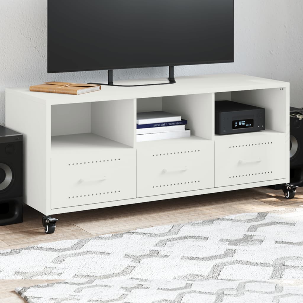 Meuble TV Olive en Acier au Style Industriel-Blanc-1-La-Fabrique-Industrielle