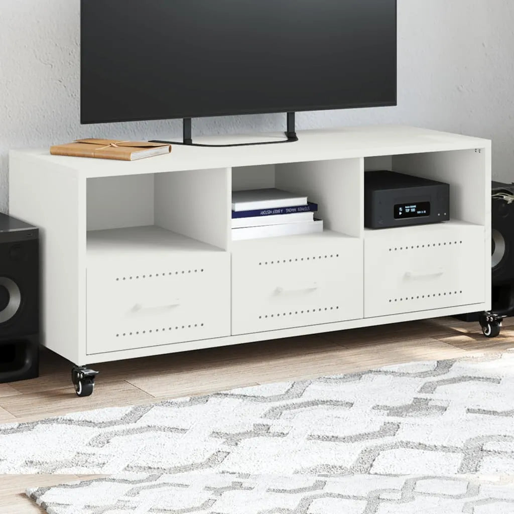 Meuble TV Olive en Acier au Style Industriel-Blanc-1-La-Fabrique-Industrielle