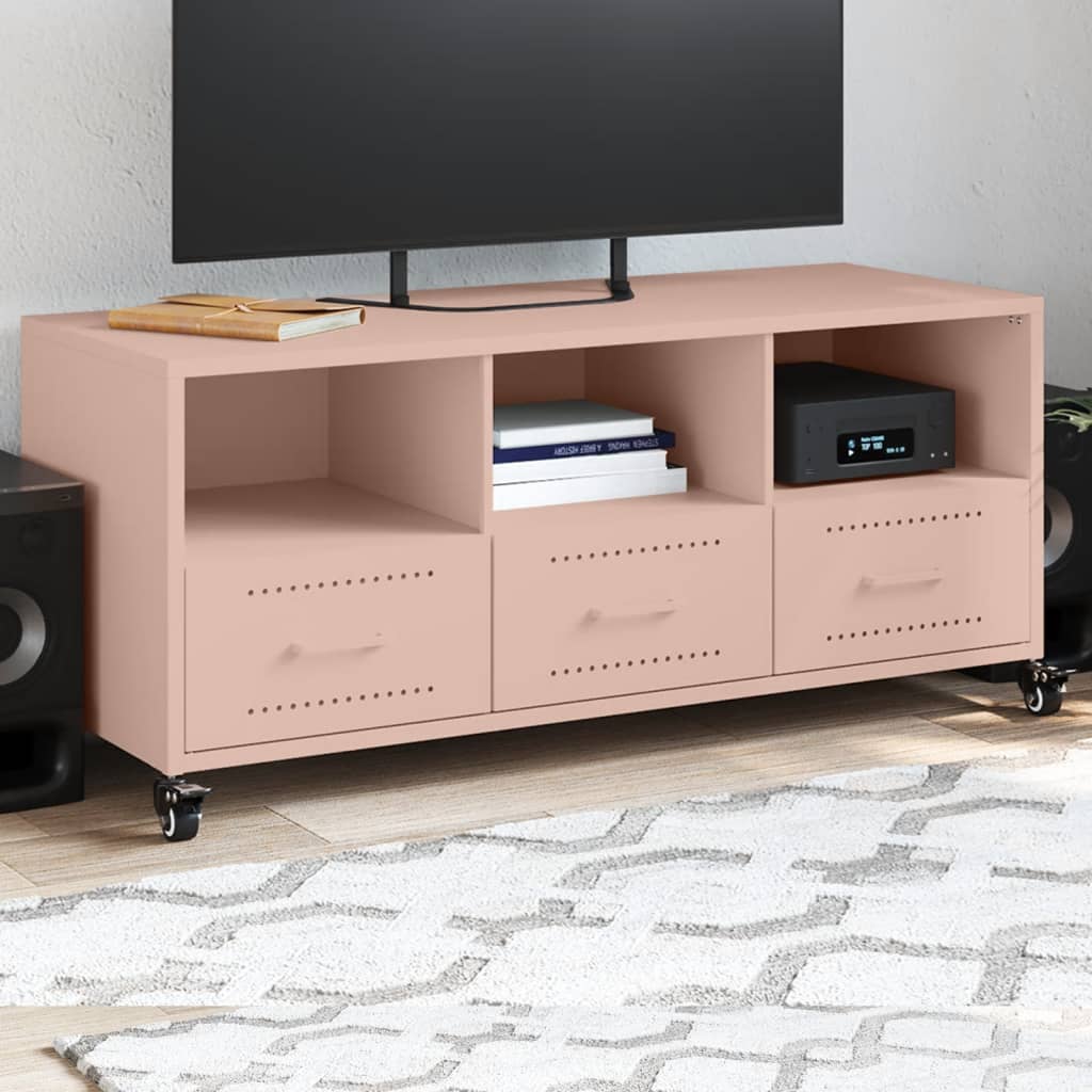 Meuble TV Olive en Acier au Style Industriel-Rose-1-La-Fabrique-Industrielle