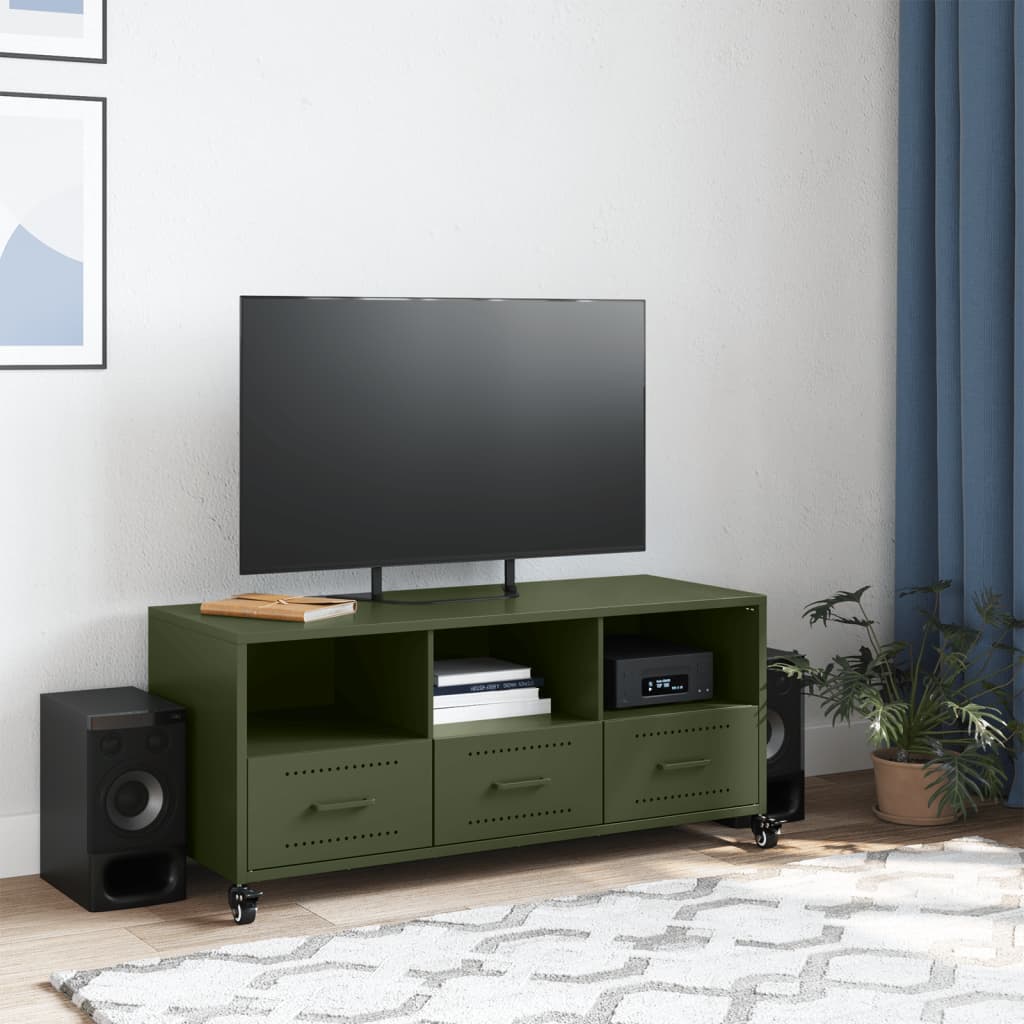 Meuble TV Olive en Acier au Style Industriel-La-Fabrique-Industrielle