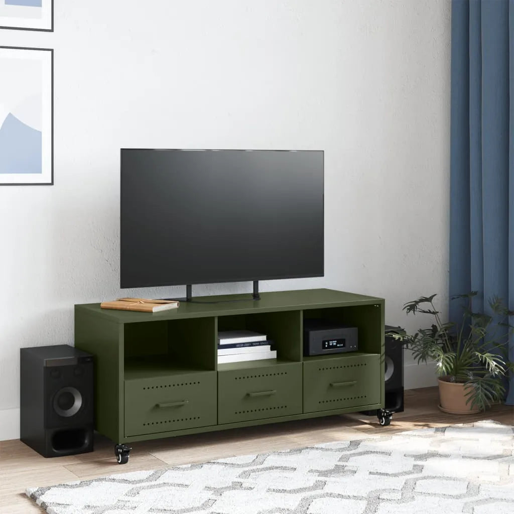 Meuble TV Olive en Acier au Style Industriel-La-Fabrique-Industrielle