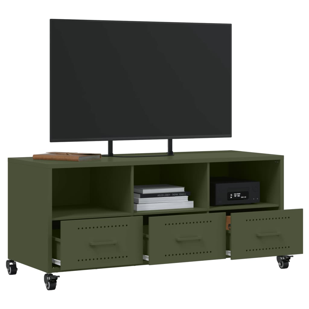 Meuble TV Olive en Acier au Style Industriel-La-Fabrique-Industrielle
