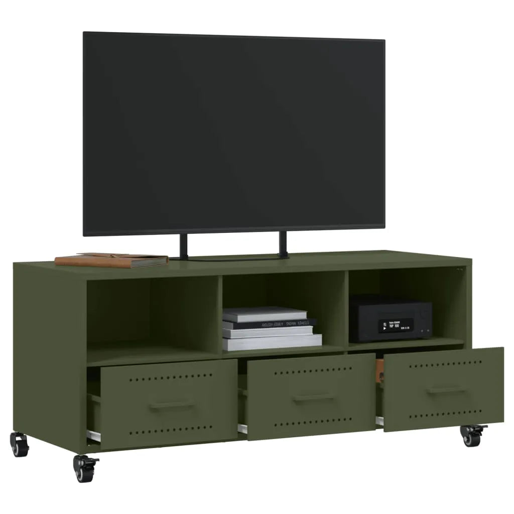 Meuble TV Olive en Acier au Style Industriel-La-Fabrique-Industrielle