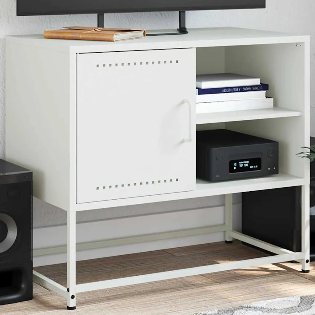 Meuble TV en acier au style industriel-Blanc-1-La-Fabrique-Industrielle