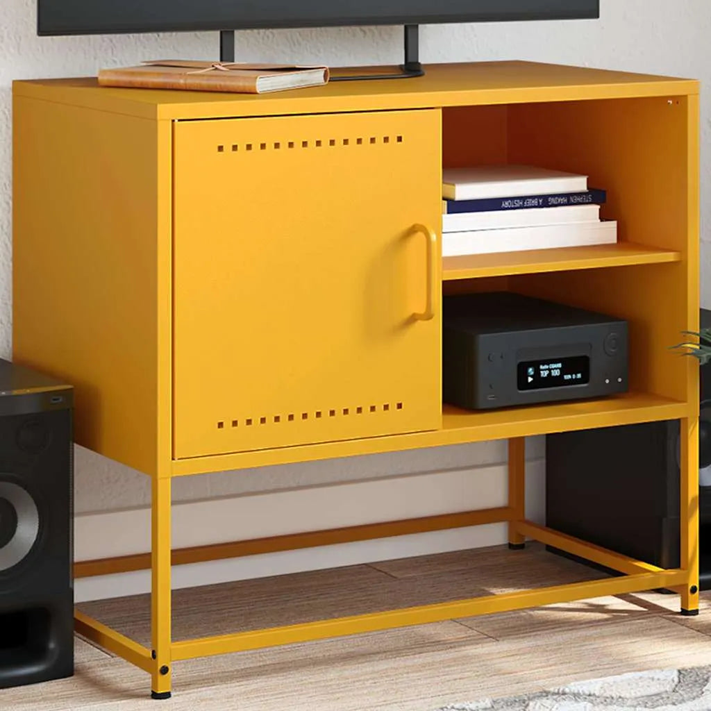 Meuble TV en acier au style industriel-Jaune-1-La-Fabrique-Industrielle