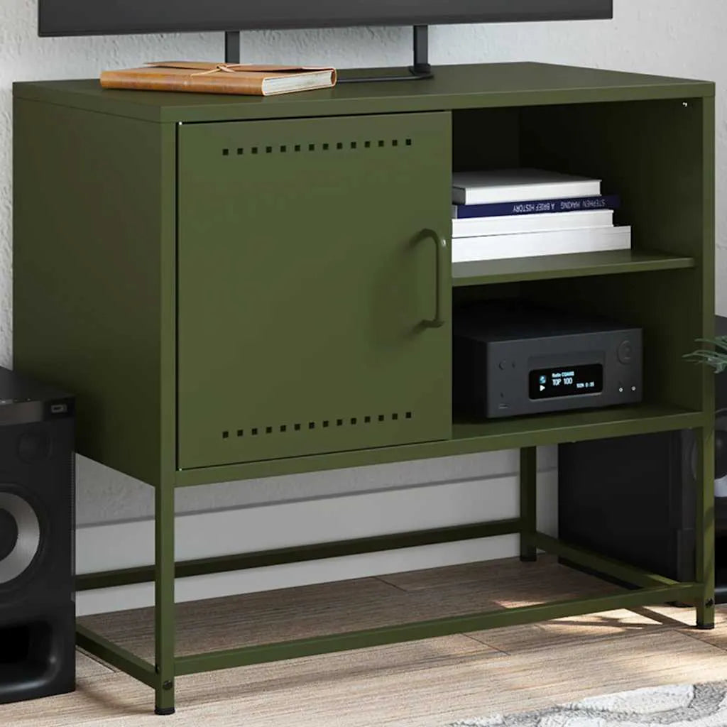 Meuble TV en acier au style industriel-Vert-1-La-Fabrique-Industrielle