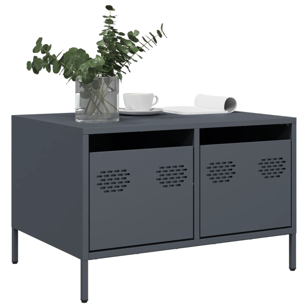 Meuble TV en Acier Blanc au Style Industriel-Anthracite-1-La-Fabrique-Industrielle