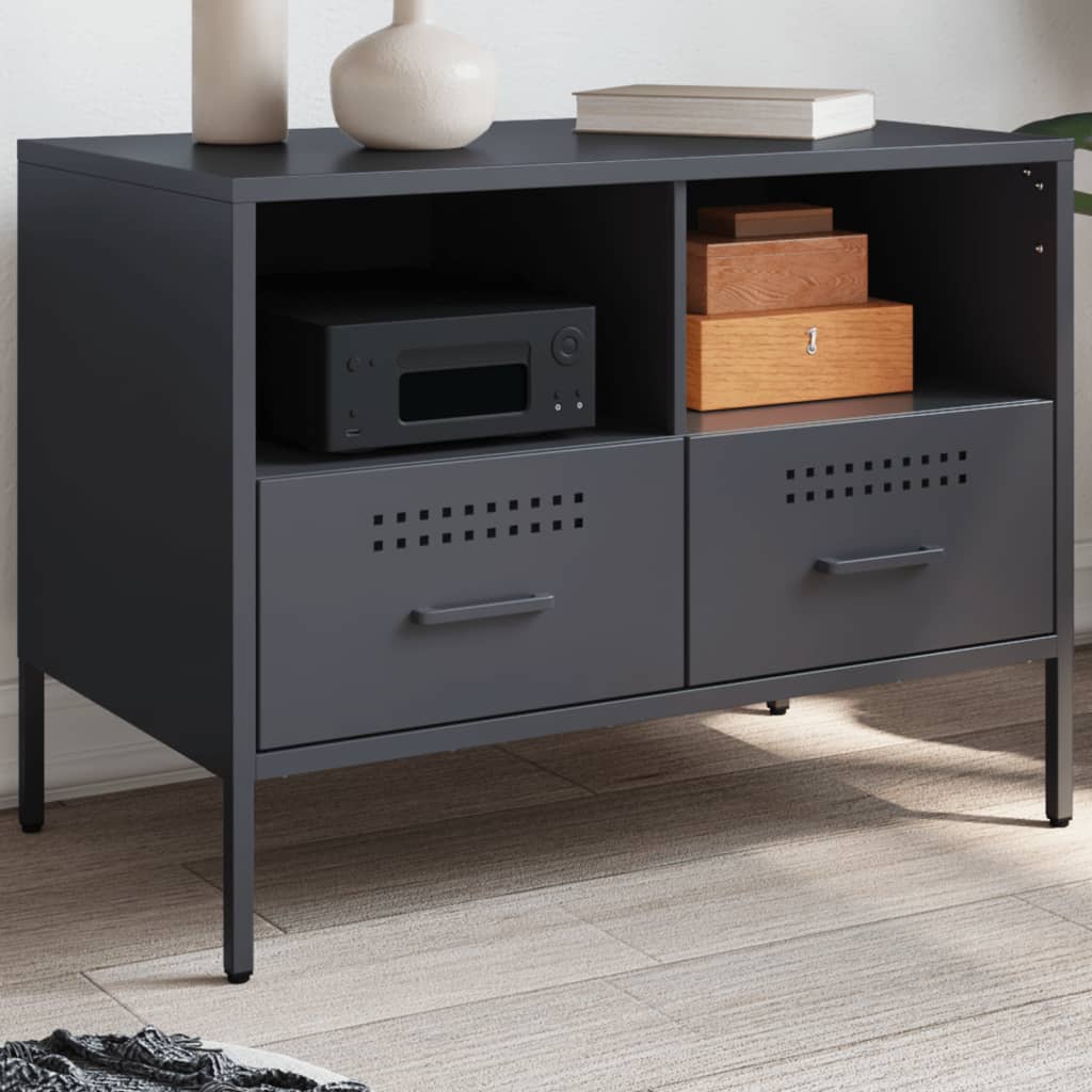 Meuble TV en Acier Design Industriel-Anthracite-1-La-Fabrique-Industrielle
