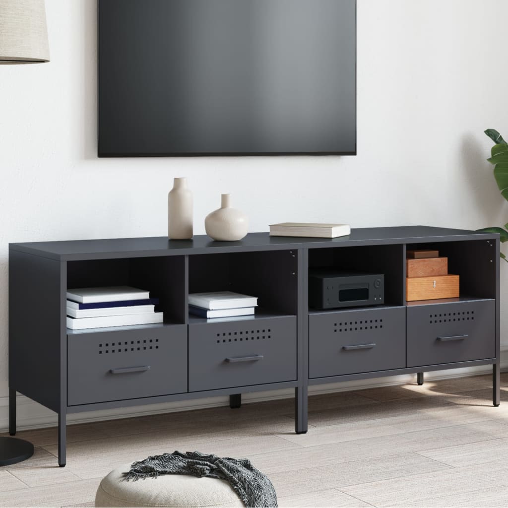 Meuble TV en Acier Design Industriel-Anthracite-2-La-Fabrique-Industrielle