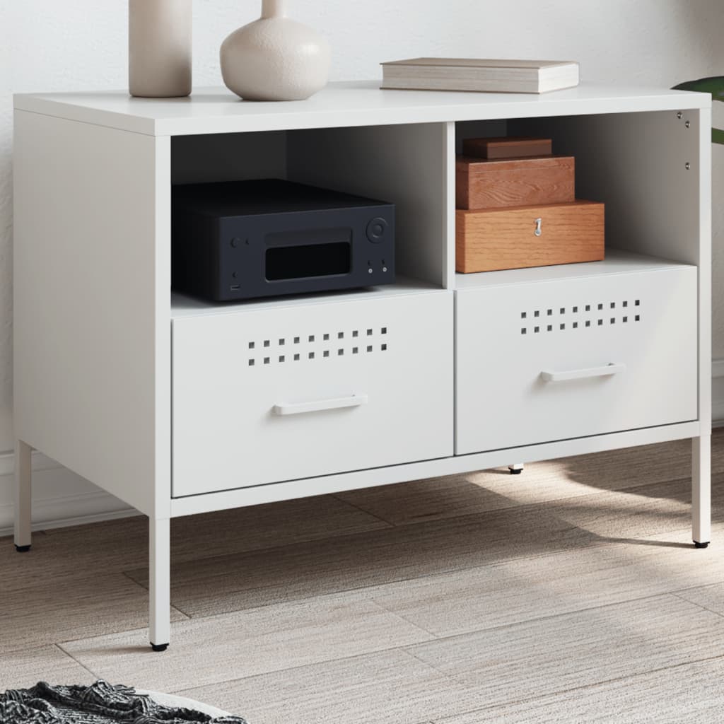 Meuble TV en Acier Design Industriel-Blanc-1-La-Fabrique-Industrielle