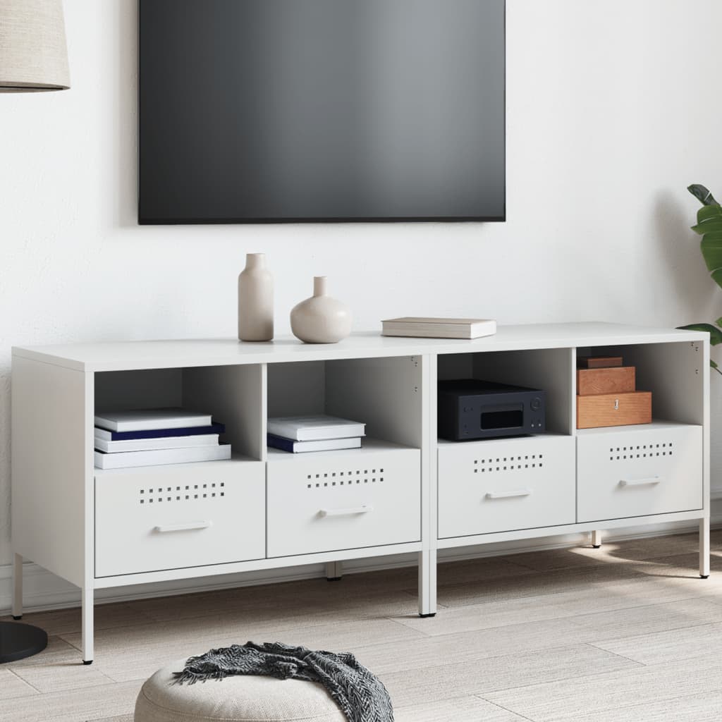 Meuble TV en Acier Design Industriel-Blanc-2-La-Fabrique-Industrielle