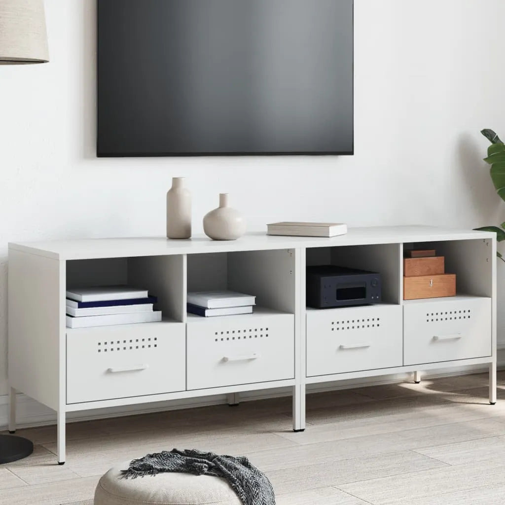 Meuble TV en Acier Design Industriel-Blanc-2-La-Fabrique-Industrielle