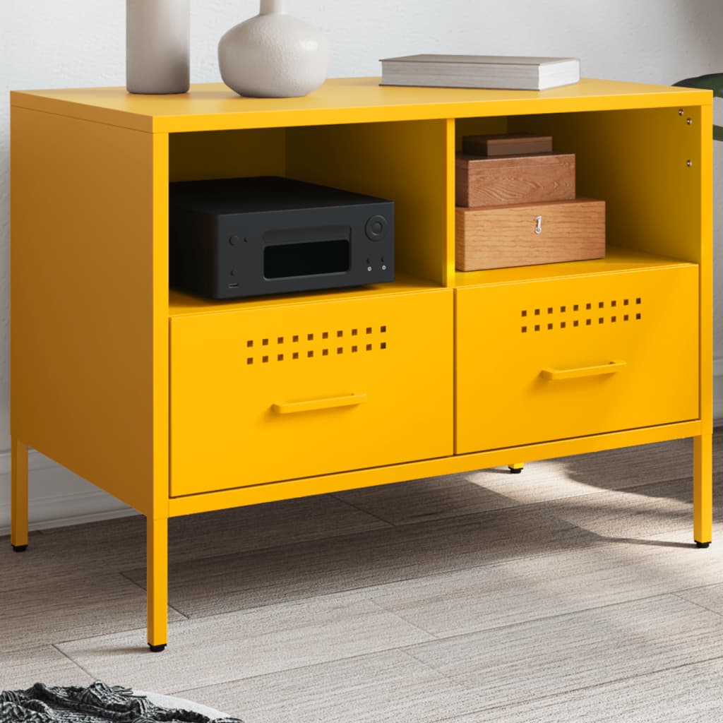 Meuble TV en Acier Design Industriel-Jaune-1-La-Fabrique-Industrielle