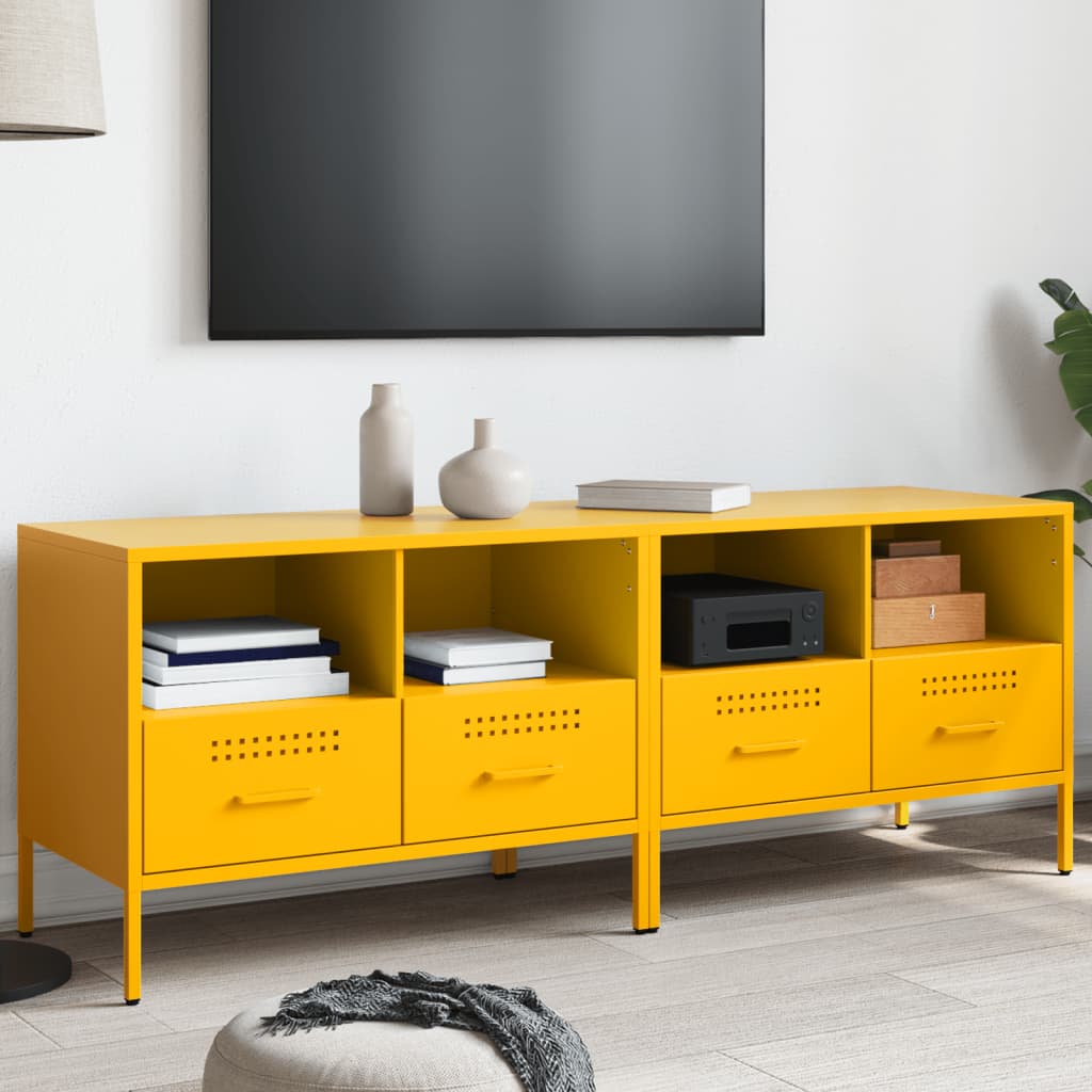 Meuble TV en Acier Design Industriel-Jaune-2-La-Fabrique-Industrielle