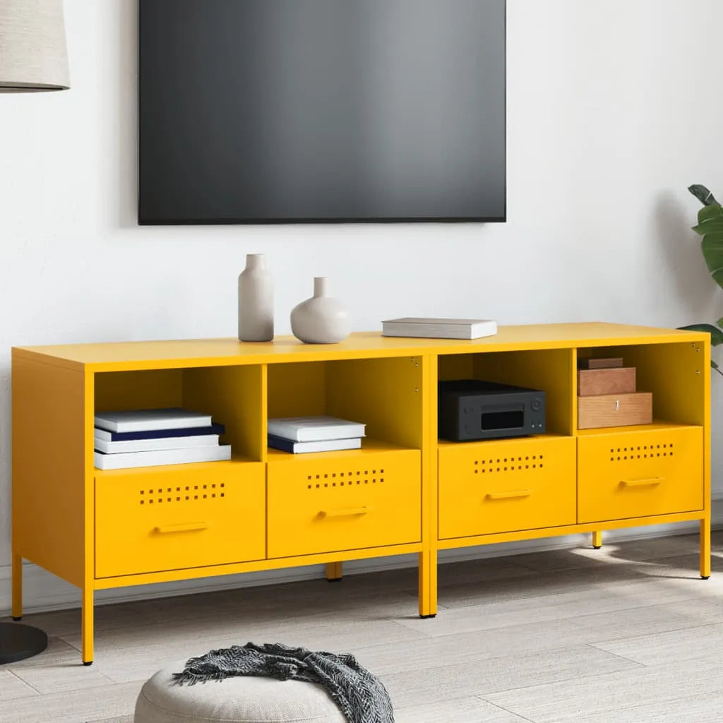 Meuble TV en Acier Design Industriel-Jaune-2-La-Fabrique-Industrielle