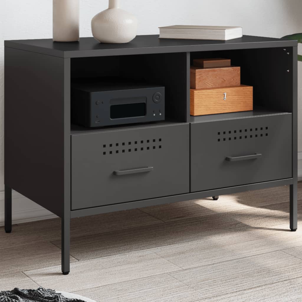 Meuble TV en Acier Design Industriel-Noir-1-La-Fabrique-Industrielle