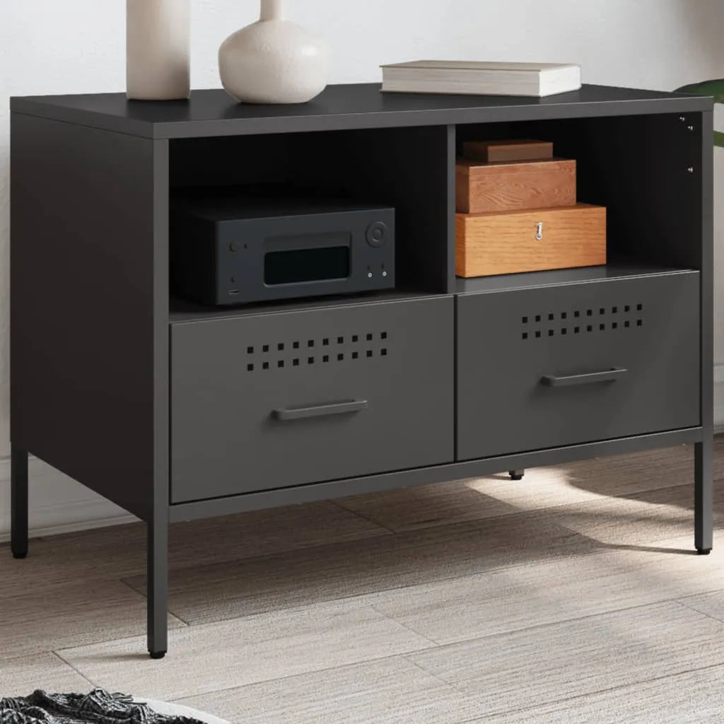 Meuble TV en Acier Design Industriel-Noir-1-La-Fabrique-Industrielle