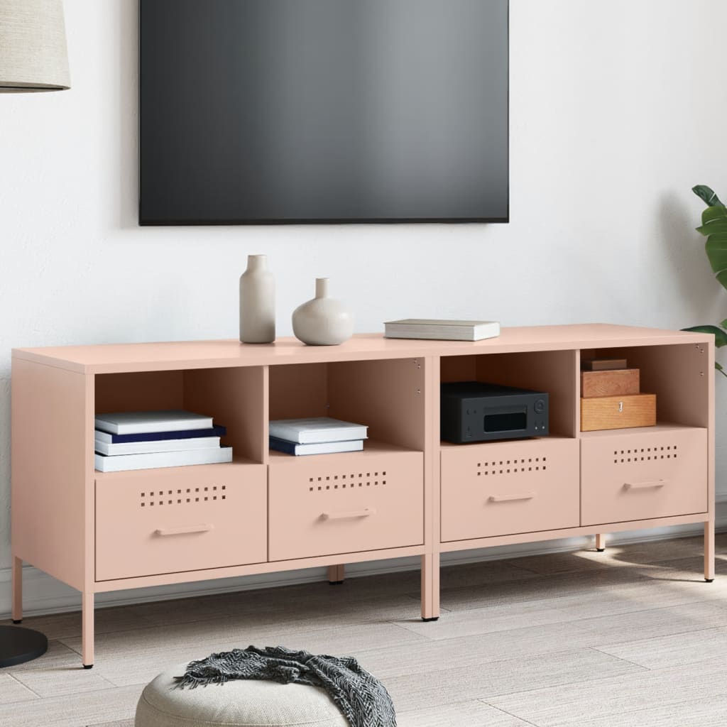 Meuble TV en Acier Design Industriel-Rose-2-La-Fabrique-Industrielle