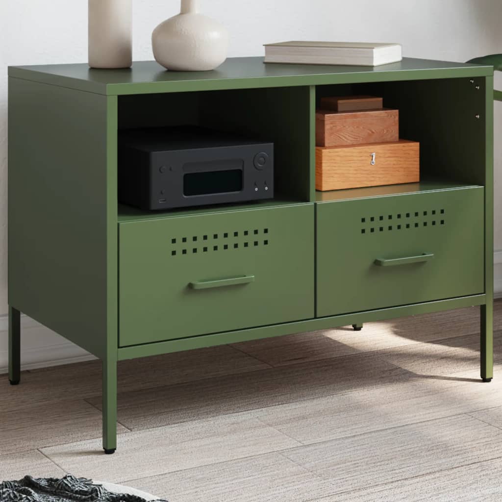 Meuble TV en Acier Design Industriel-Vert-1-La-Fabrique-Industrielle