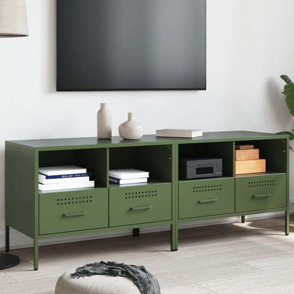 Meuble TV en Acier Design Industriel-Vert-2-La-Fabrique-Industrielle