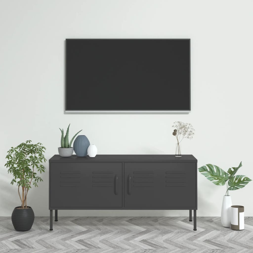Meuble TV en Acier Design et Élégance Indus-Anthracite-1-La-Fabrique-Industrielle