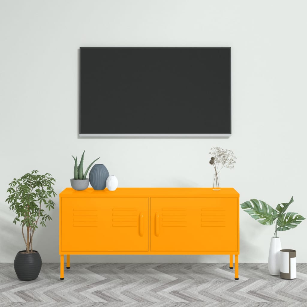 Meuble TV en Acier Design et Élégance Indus-jaune moutarde-1-La-Fabrique-Industrielle