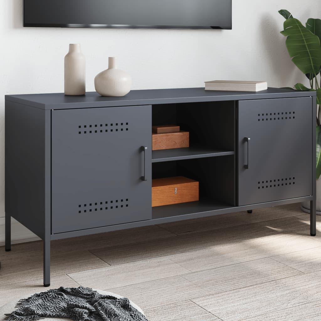 Meuble TV en Acier Gris Style Industriel-Anthracite-1-La-Fabrique-Industrielle