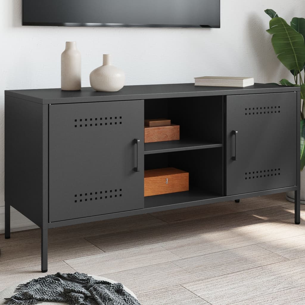 Meuble TV en Acier Gris Style Industriel-Noir-1-La-Fabrique-Industrielle