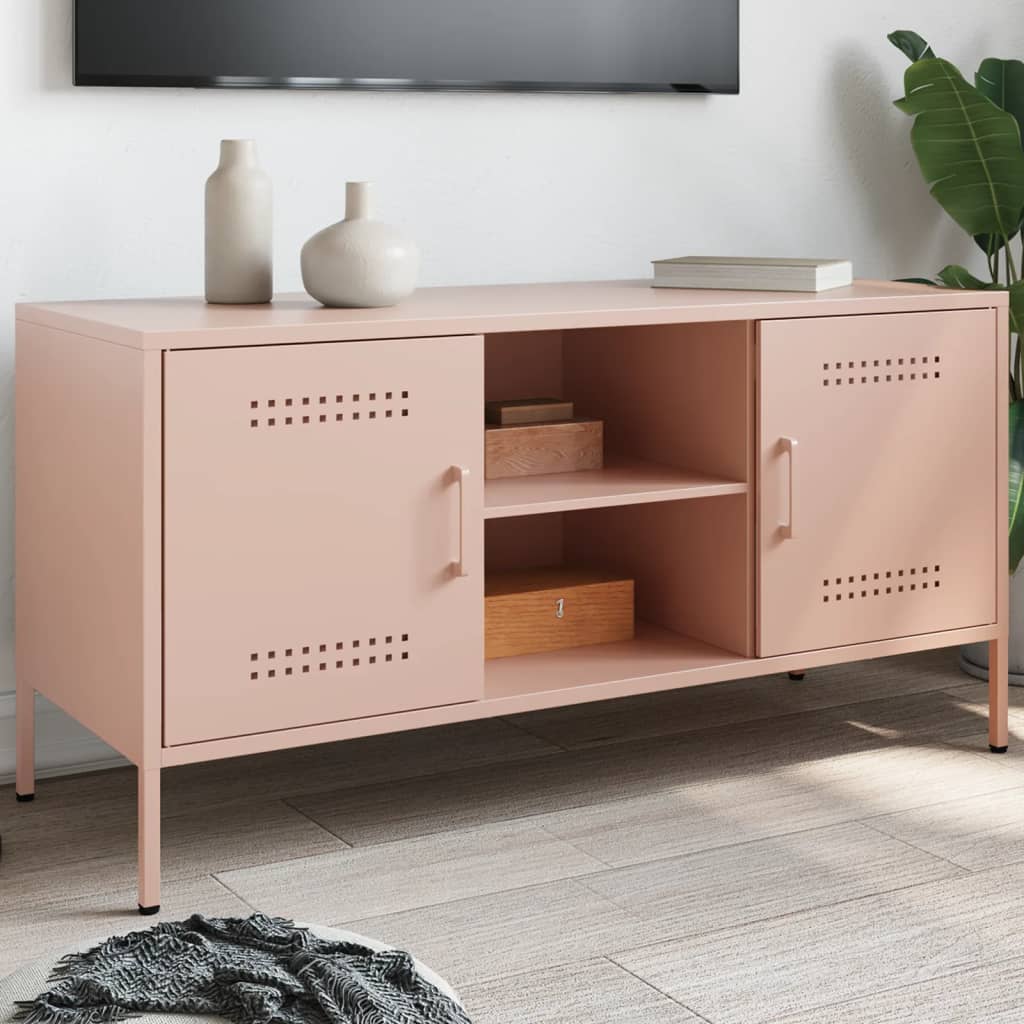Meuble TV en Acier Gris Style Industriel-Rose-1-La-Fabrique-Industrielle