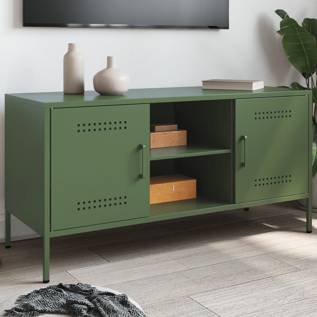 Meuble TV en Acier Gris Style Industriel-Vert-1-La-Fabrique-Industrielle