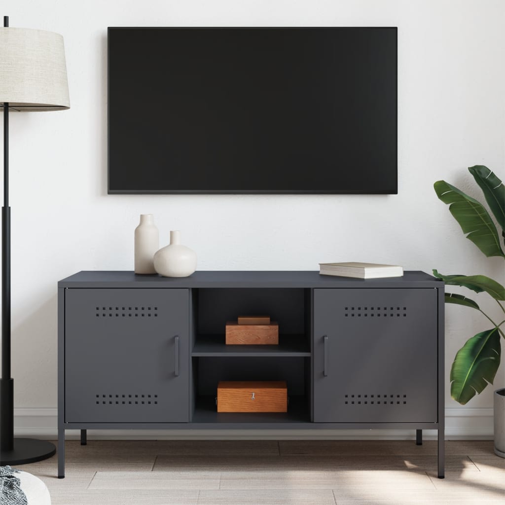 Meuble TV en Acier Gris Style Industriel-La-Fabrique-Industrielle
