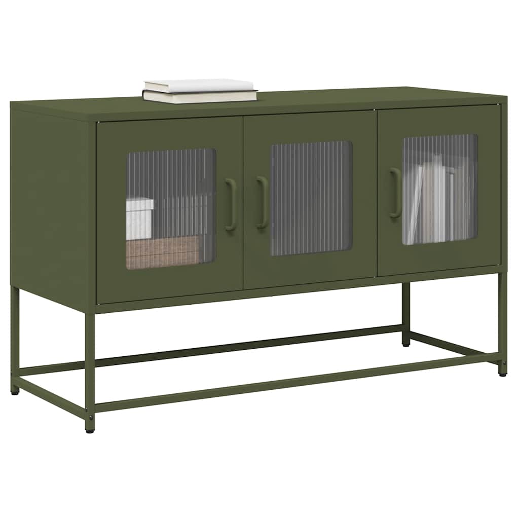 Meuble TV en Acier Style Industriel Haut-Vert olive-100.5 cm-1-La-Fabrique-Industrielle