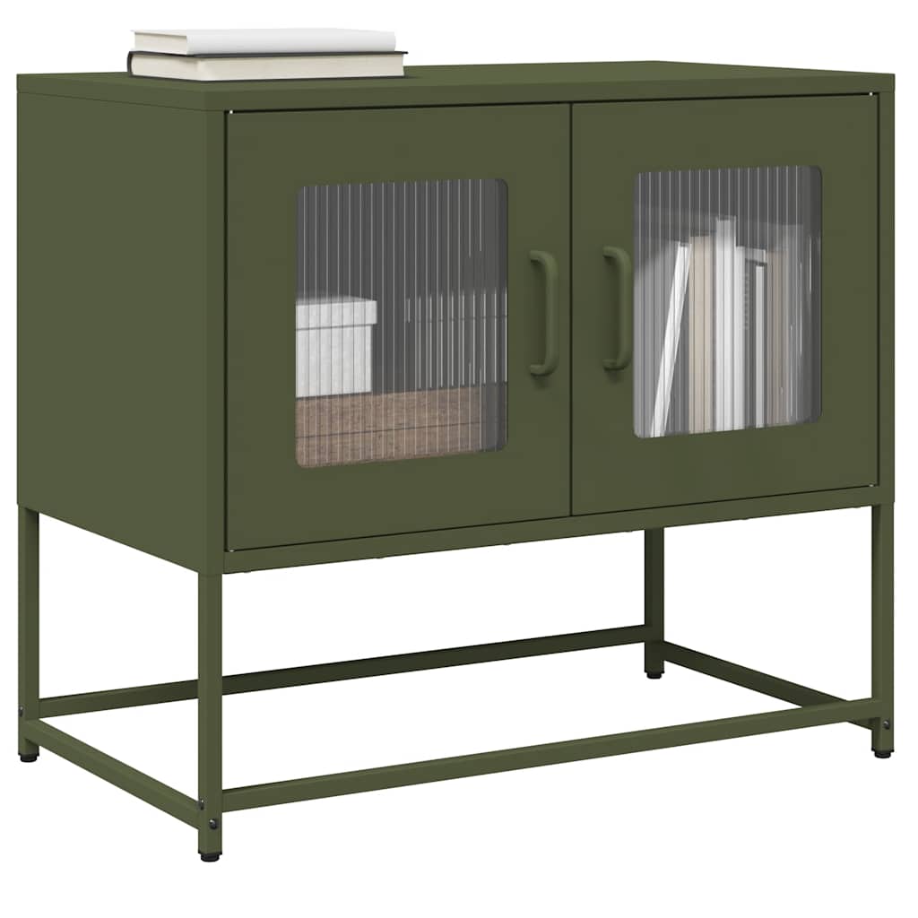 Meuble TV en Acier Style Industriel Haut-Vert olive-68 cm-1-La-Fabrique-Industrielle