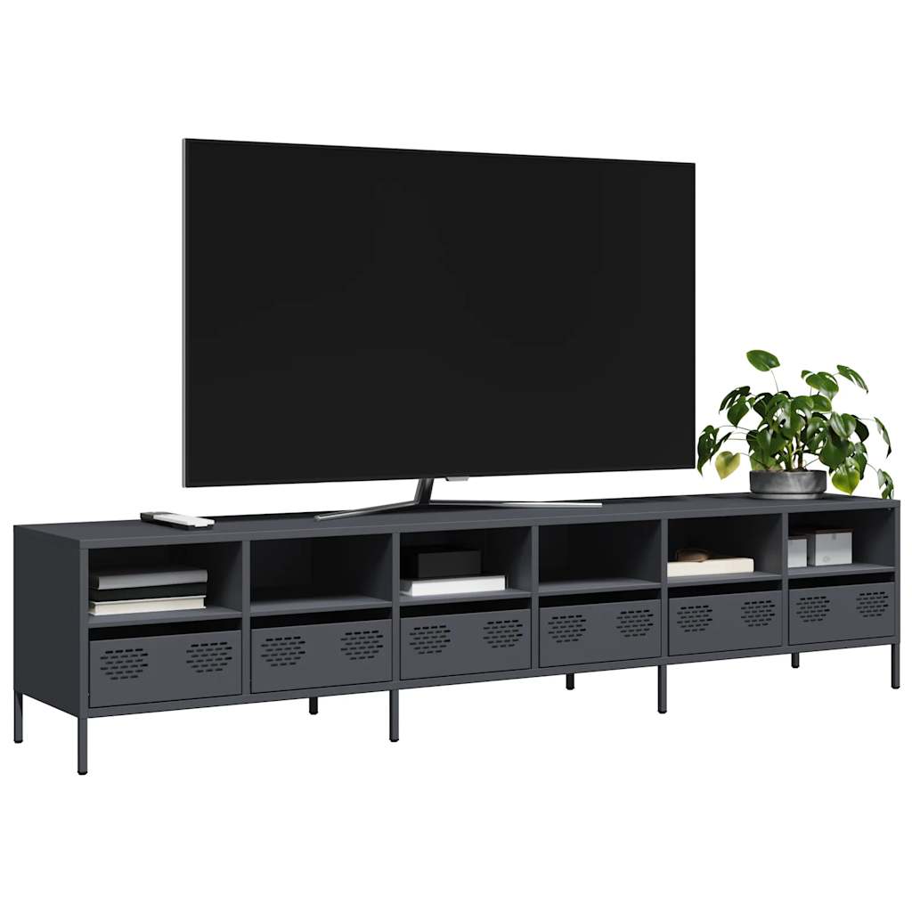 Meuble TV en acier au style industriel-Anthracite-202 cm-1-La-Fabrique-Industrielle