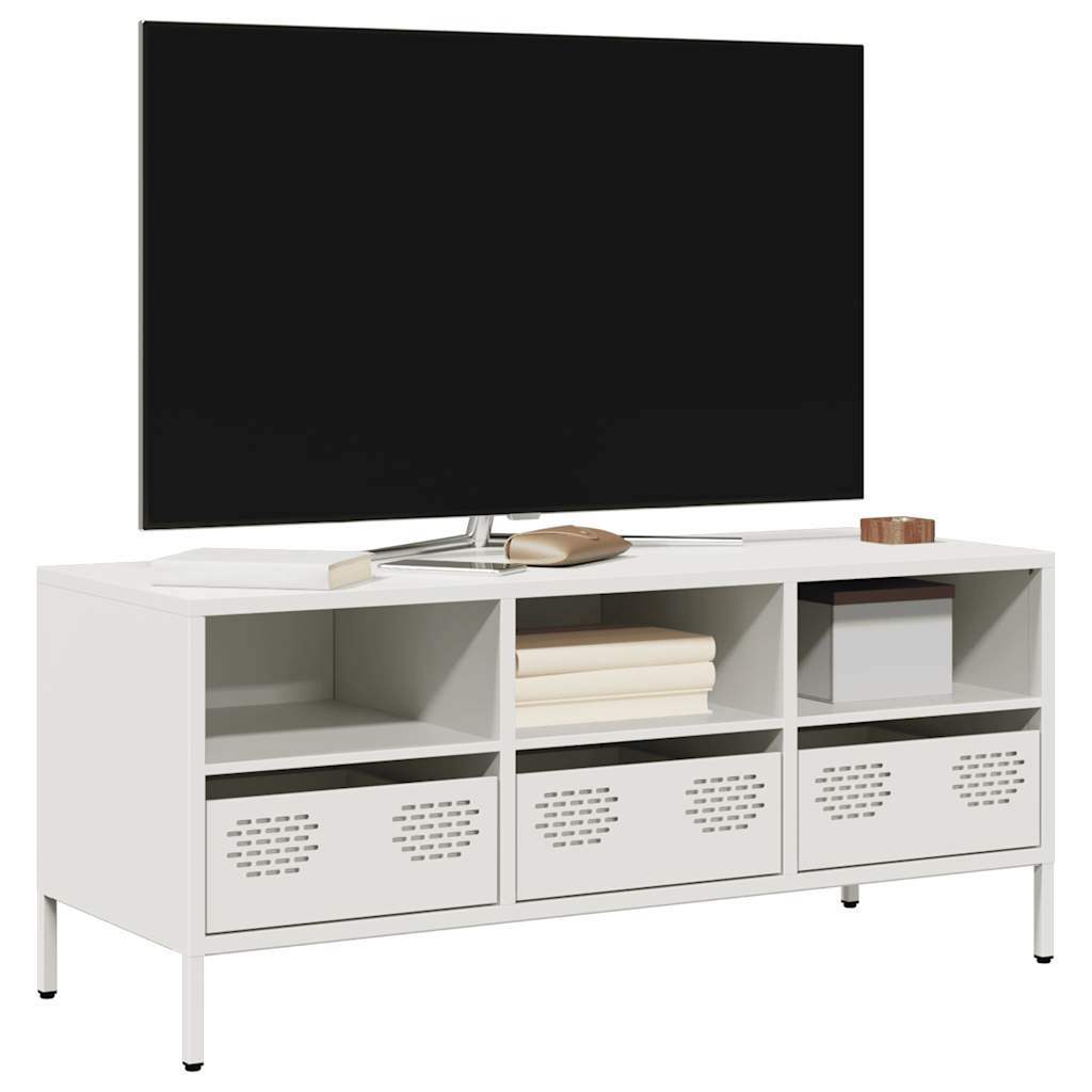 Meuble TV en acier au style industriel-Blanc-101.5 cm-1-La-Fabrique-Industrielle