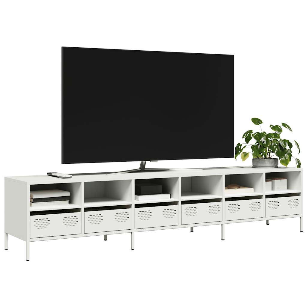 Meuble TV en acier au style industriel-Blanc-202 cm-1-La-Fabrique-Industrielle