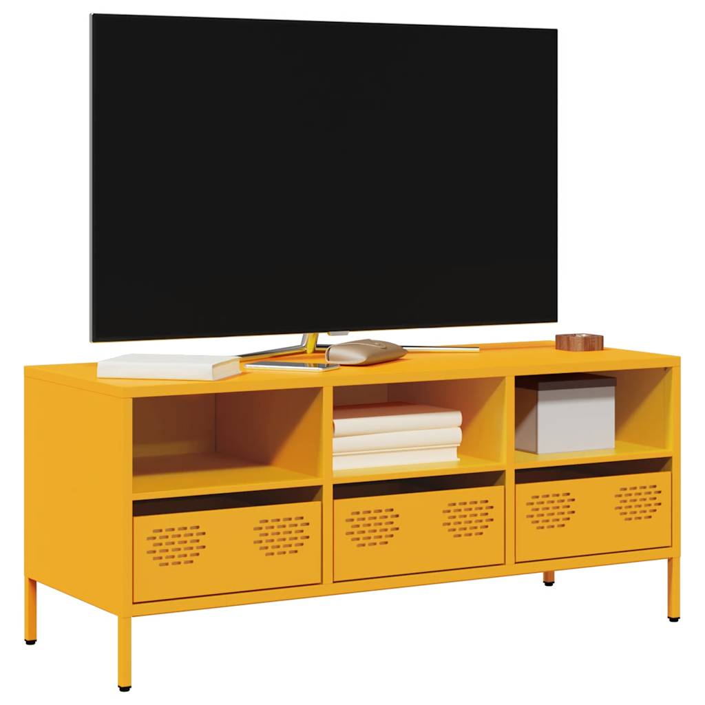 Meuble TV en acier au style industriel-jaune moutarde-101.5 cm-1-La-Fabrique-Industrielle