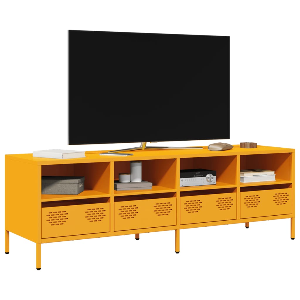 Meuble TV en acier au style industriel-jaune moutarde-135 cm-1-La-Fabrique-Industrielle
