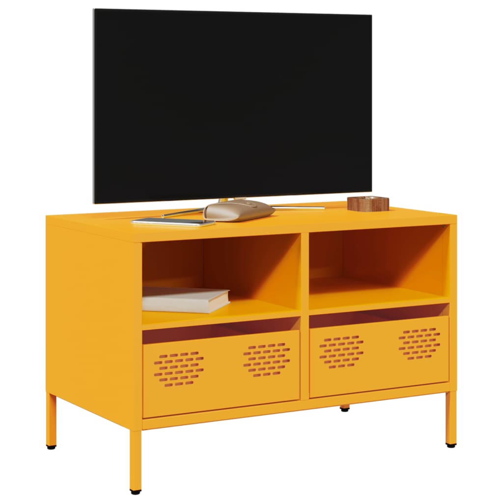 Meuble TV en acier au style industriel-jaune moutarde-68 cm-1-La-Fabrique-Industrielle